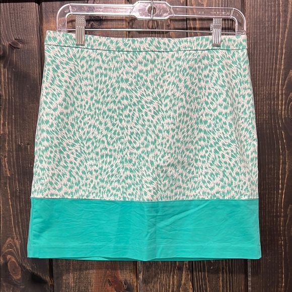 Michael Kors Mini Skirt 4 Vtg Colorblock Animal Print Green Pencil Office 90's - Picture 1 of 7